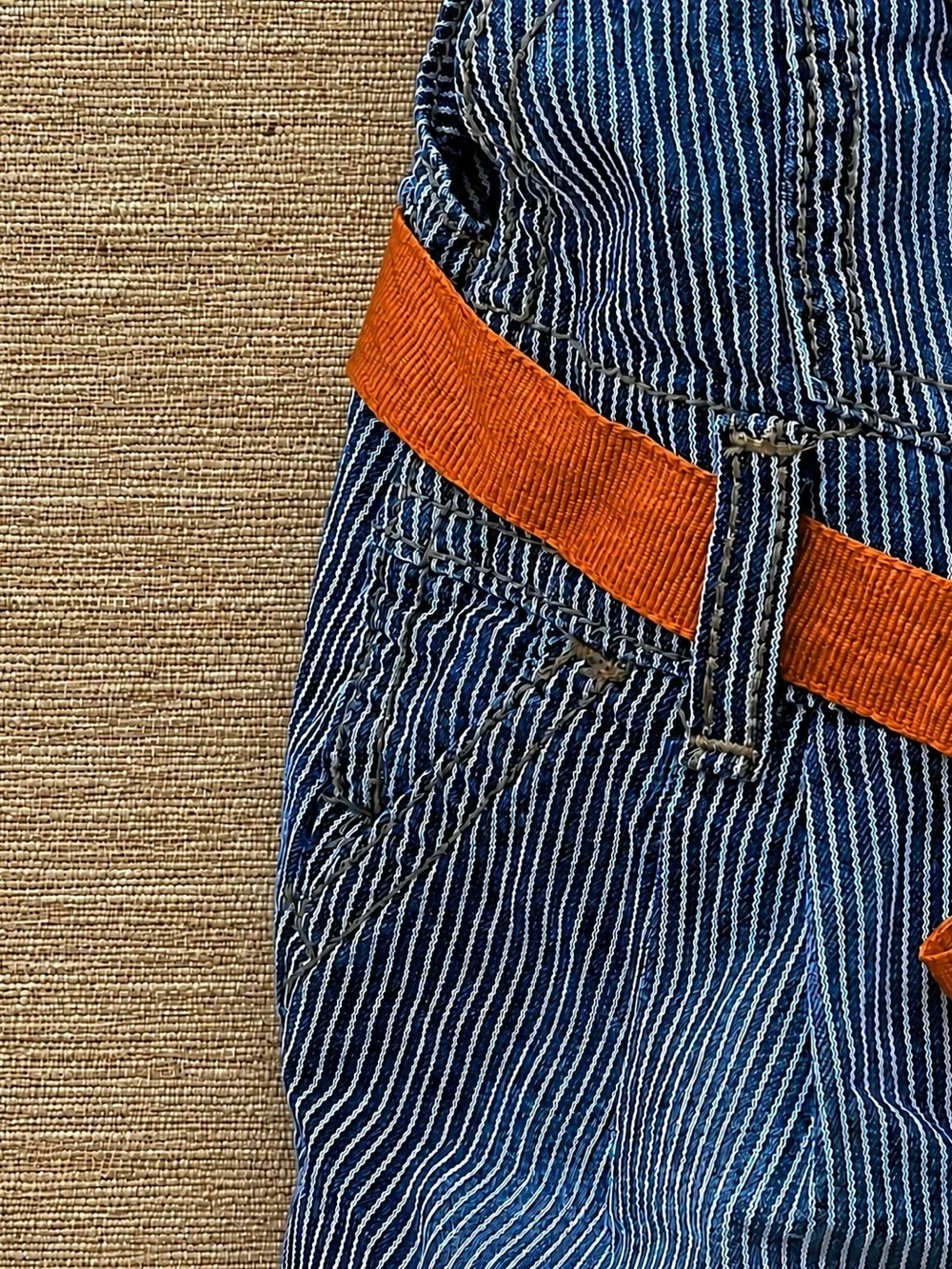 OshKosh B'gosh Railroad Stripe Jumper Dress with Orange Onesie Set Girl 9 Months